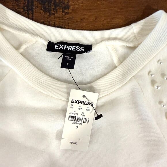 Express NWT Pearl Embellished Sweatshirt Dress Size Small - Picture 5 of 10